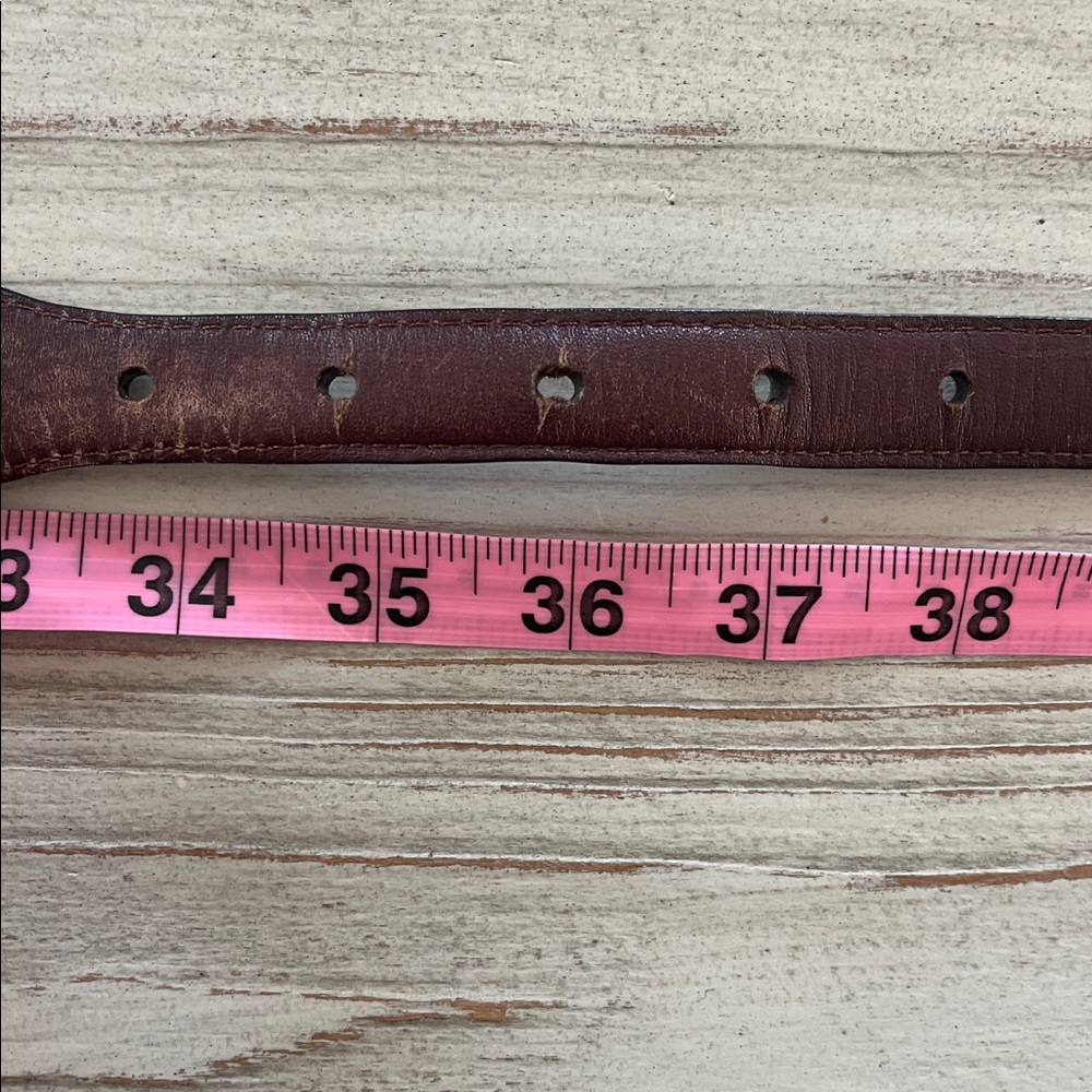 Round tree and York Vintage western  Brown Leather Belt unisex silver hardware - Picture 10 of 11